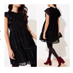 LOFT Black Leopard Print Dress